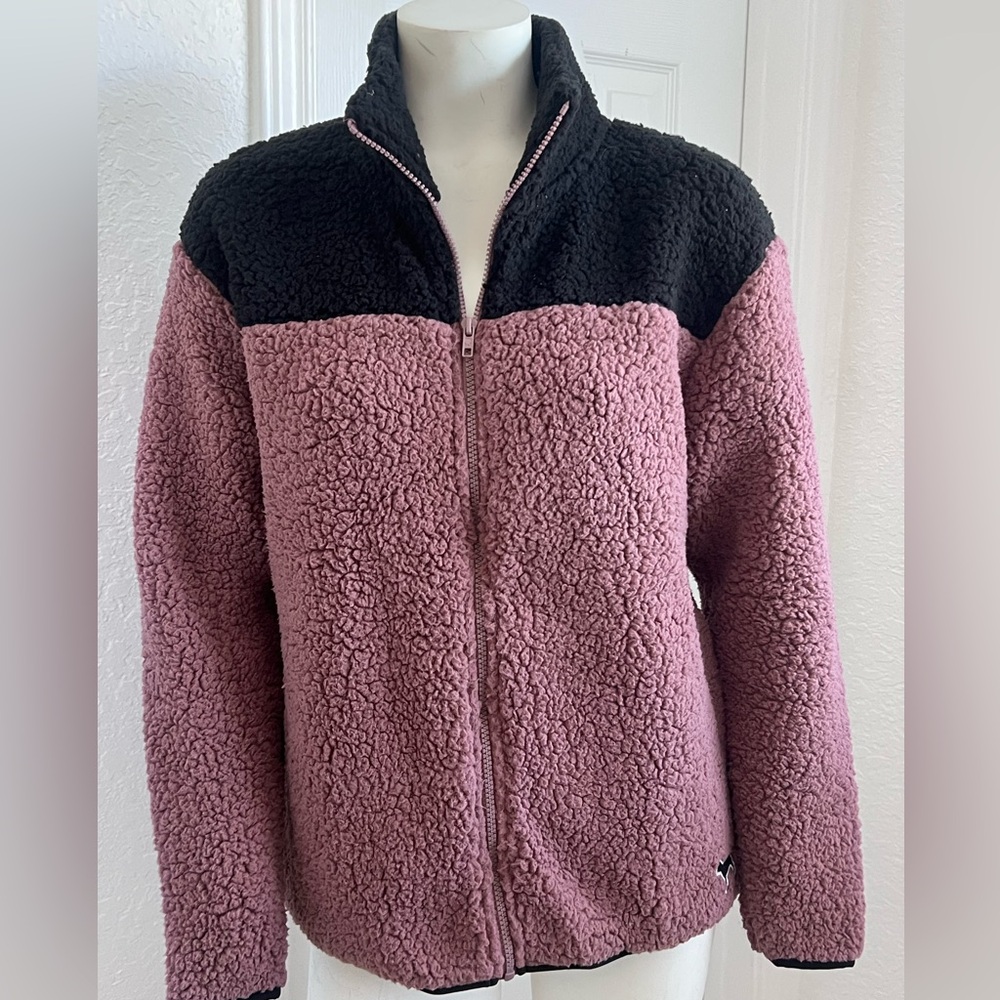 Victoria's Secret PINK Black & Rose Pink Fleece Jacket